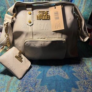 Steve Madden Cream Crossbody Bag with Gold Details
